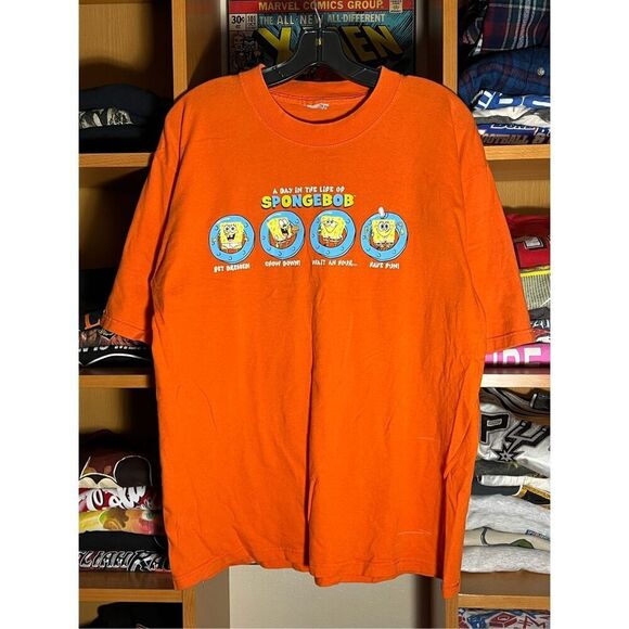 Vintage Y2K Nickelodeon Day In The Life Of Spongebob Squarepants Tee - Picture 1 of 4